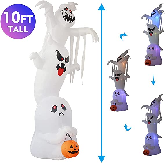 10ft Tall Halloween Inflatable Overlapping Ghost