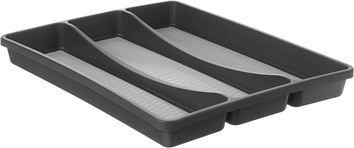 3 COMPARTMENT DRAWER ORGANIZER CHARCOAL