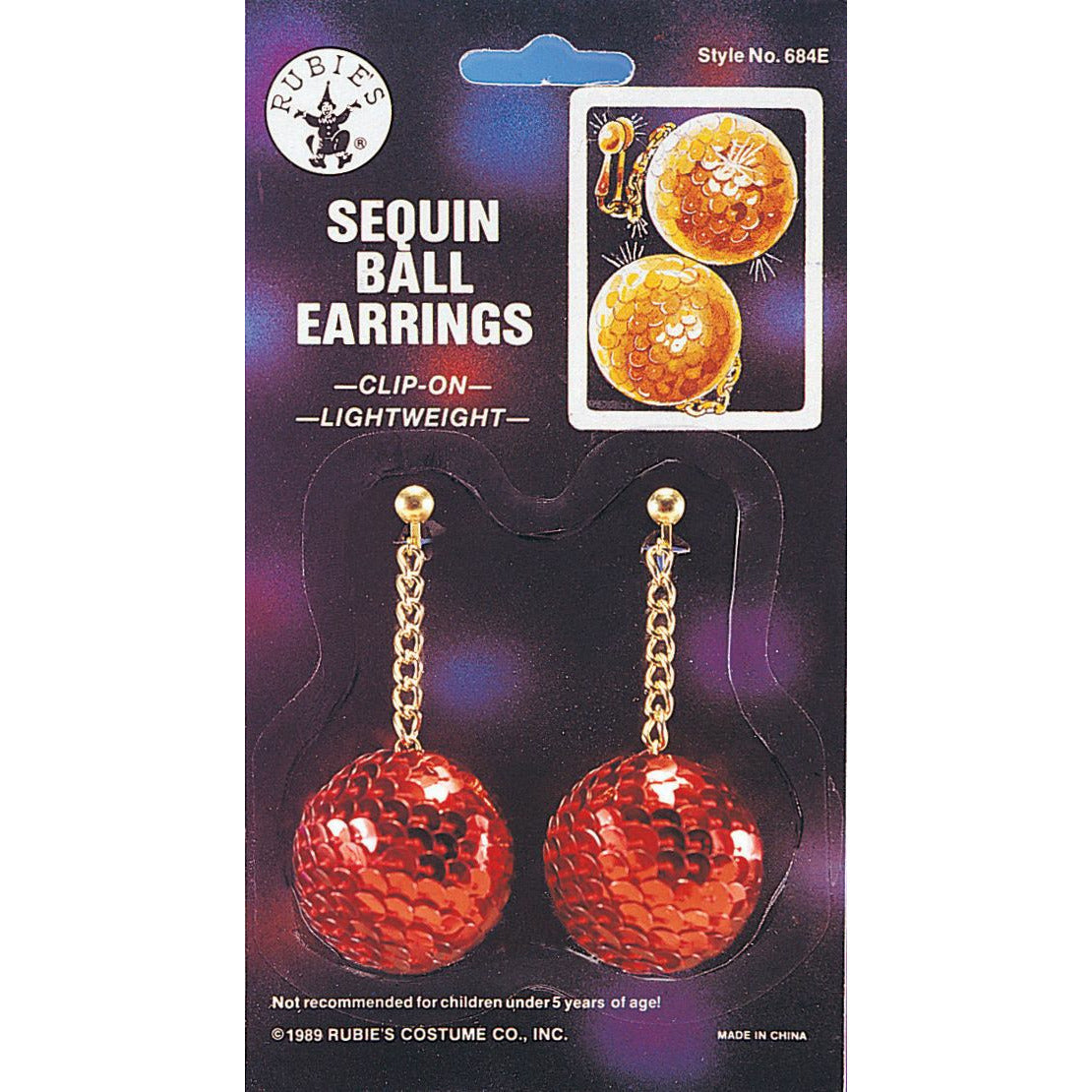 Sequin ball clip on earring Gold