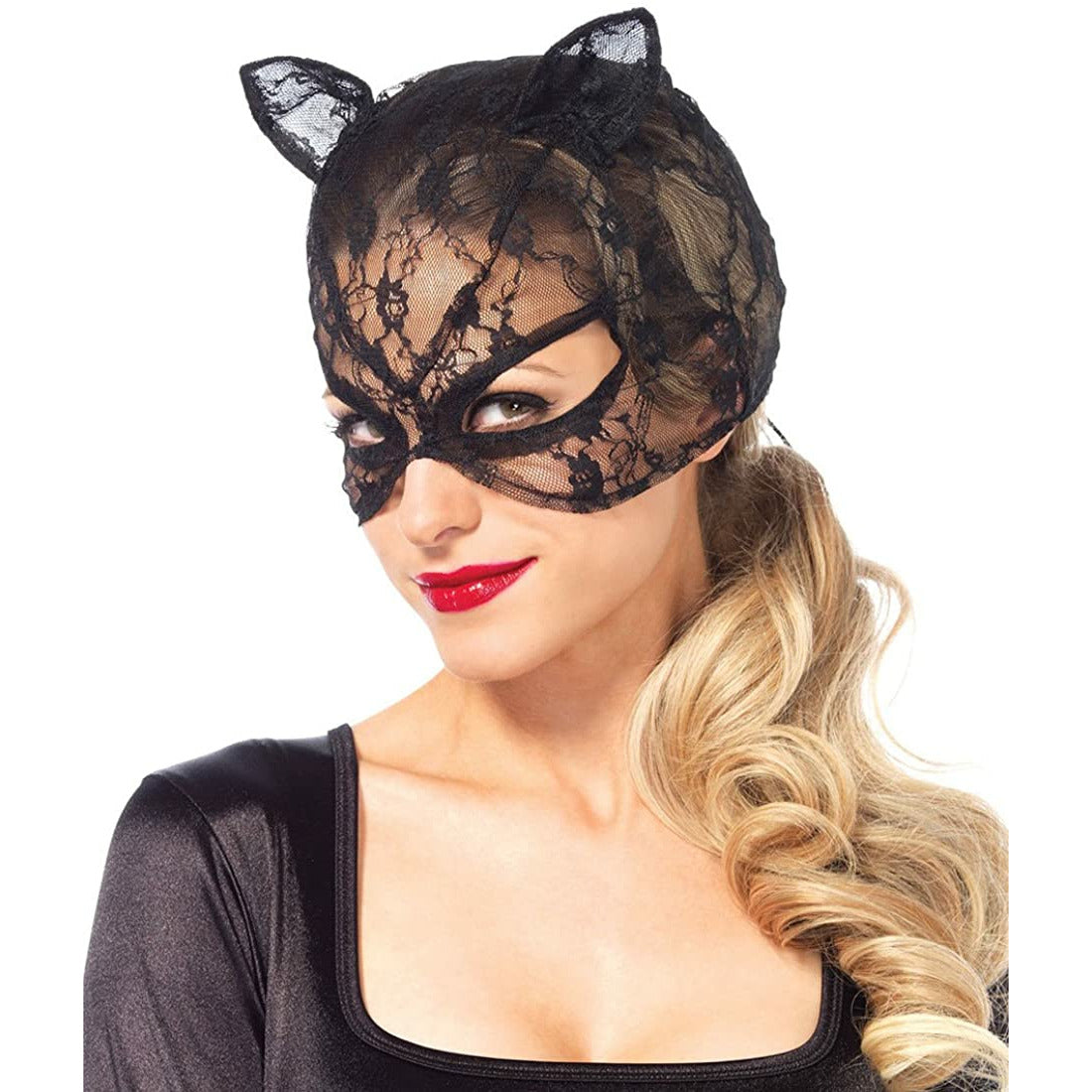 LACE CAT MASK WITH LACE UP BACK