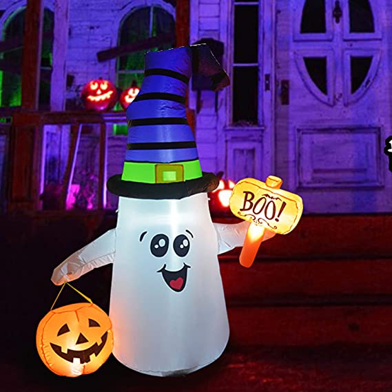 5FT Inflatable Halloween Cute Ghost with The Pumpkin