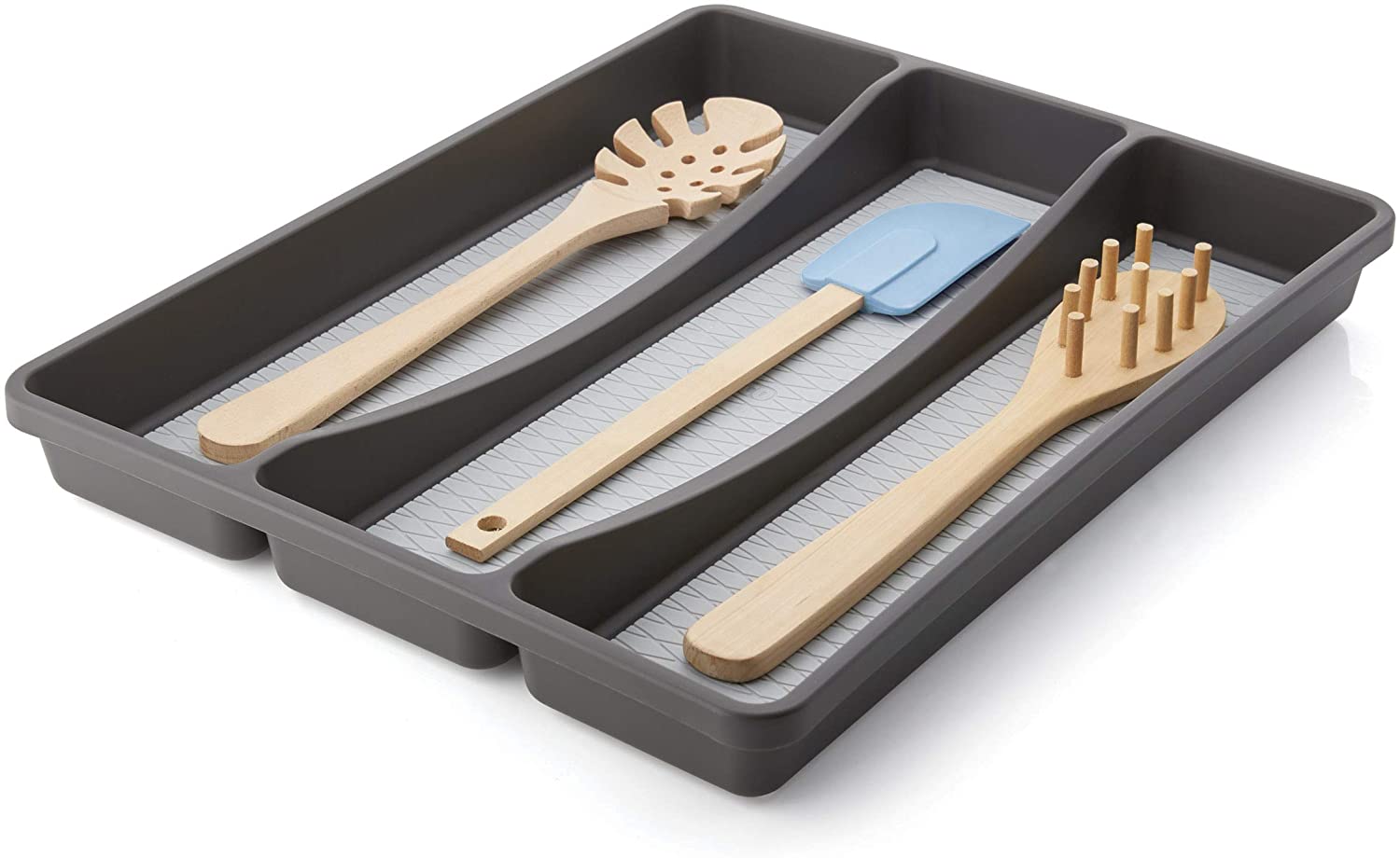 3 COMPARTMENT DRAWER ORGANIZER CHARCOAL