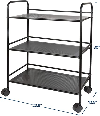 3 Tier Rolling Cart Black