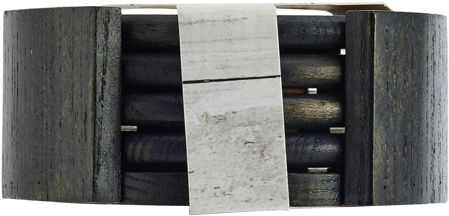 Grey-washed Glazed Wood Coasters Set of 5
