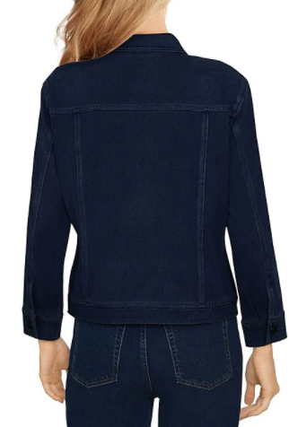 Classic Twill Denim Point Collar Long Sleeve Jacket Indigo