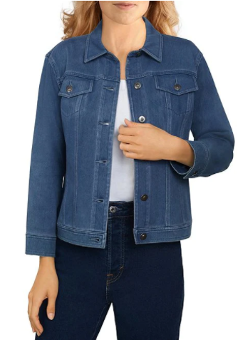 Classic Twill Denim Point Collar Long Sleeve Jacket Light Indigo