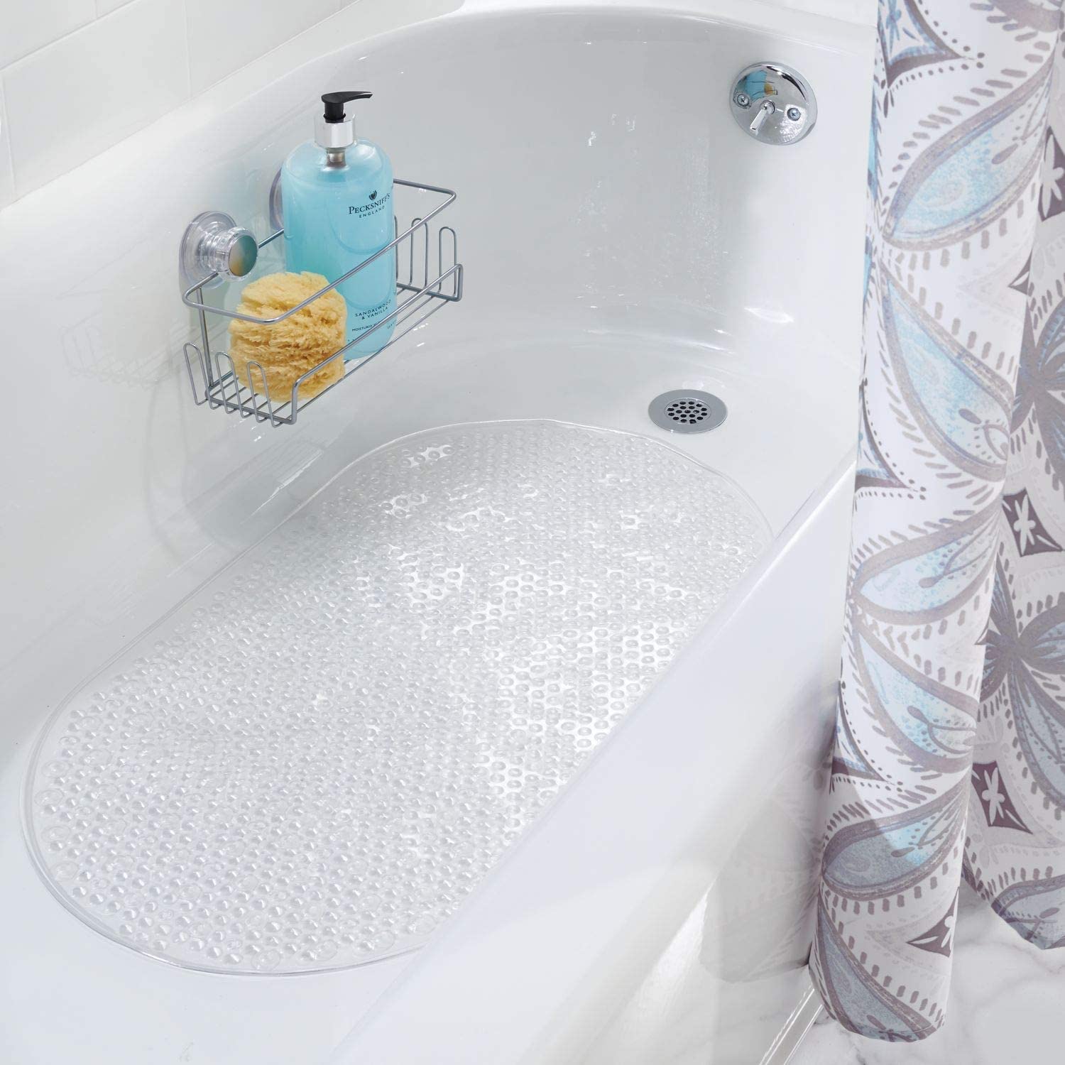 Alfombrilla de baño antideslizante de succión transparente