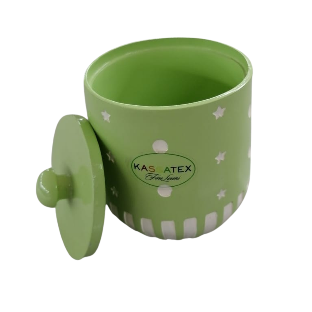 Canister W/ Stars and dots Green/White