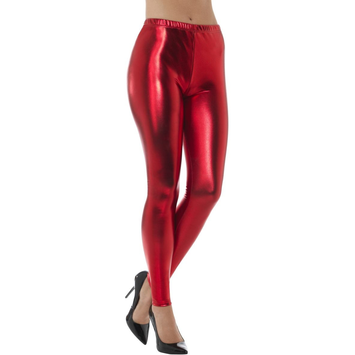 RED METALLIC DISCO LEGGINGS