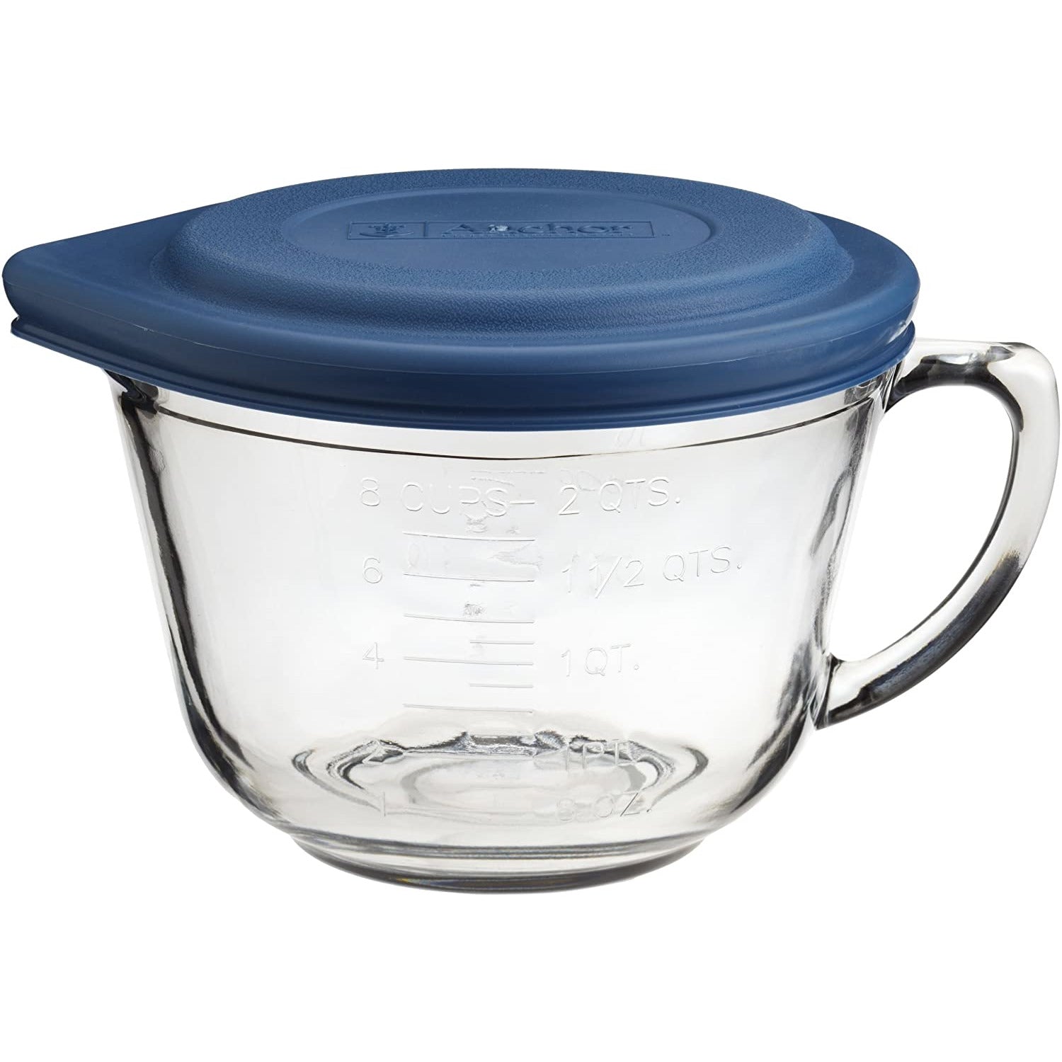 Batter Bowl 2qt W/plastic Lid Glass blue