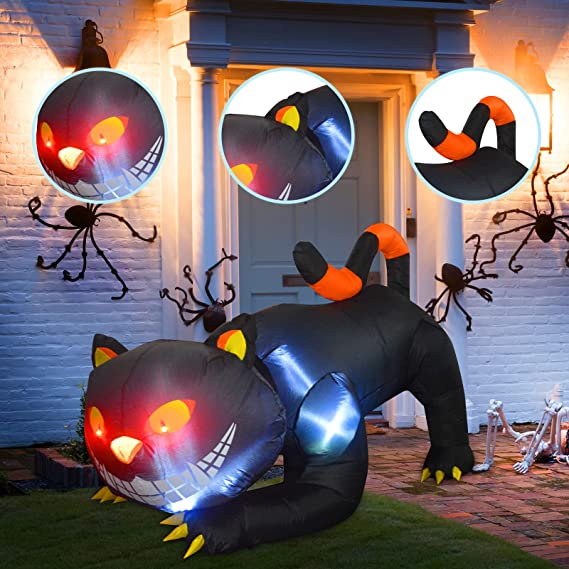 6 FT Inflatable Black Cat with Fangs