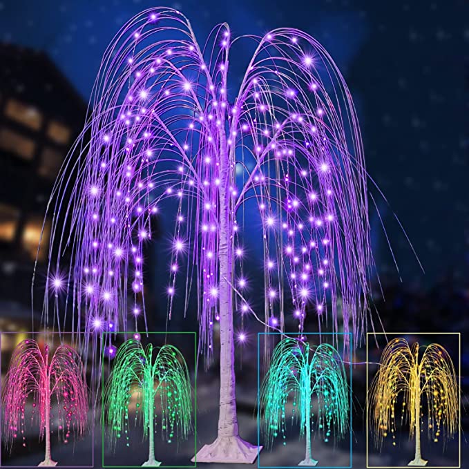 5" Lighted Weeping Willow Tree with 200ct Purple LED Lights