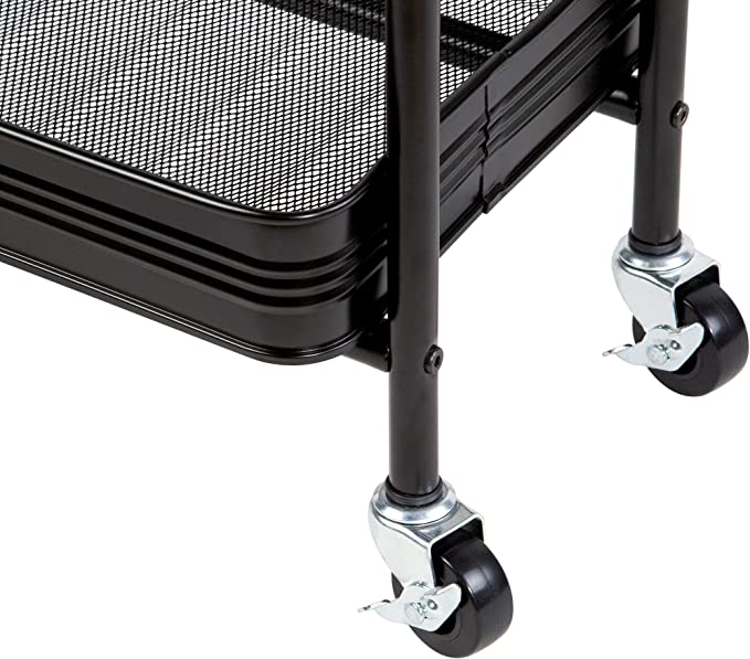 3 Tier Mesh & Metal Cart Black