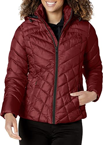 Faux Packable Jacket W / Fur Lin Ruby