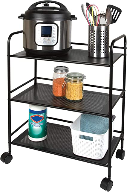 3 Tier Rolling Cart Black