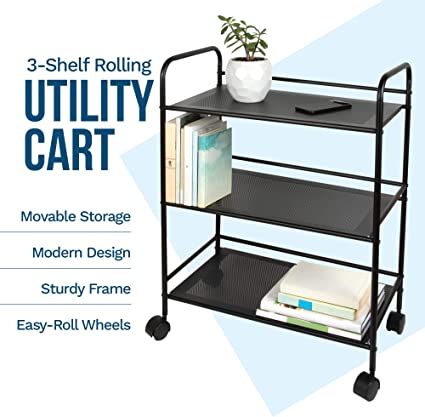 3 Tier Rolling Cart Black