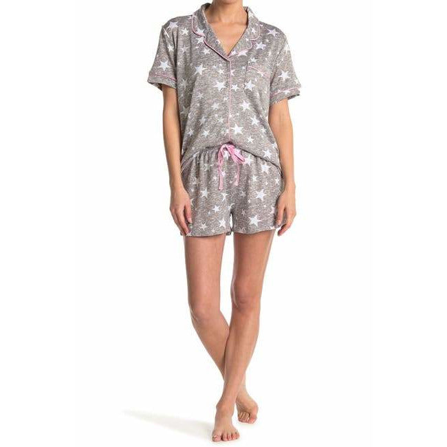Cozy Lux Notch Pajama Set Heather grey