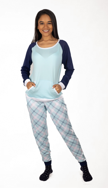 Hacci lounge long pj set Aqua