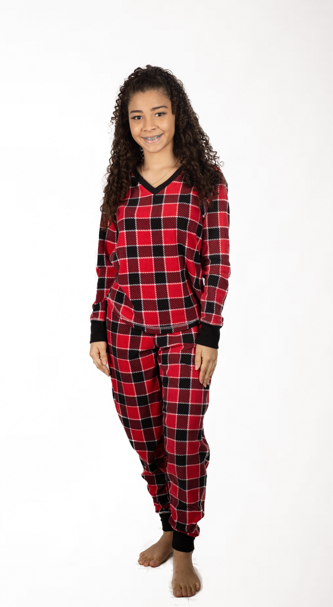Fireside chat pj set red