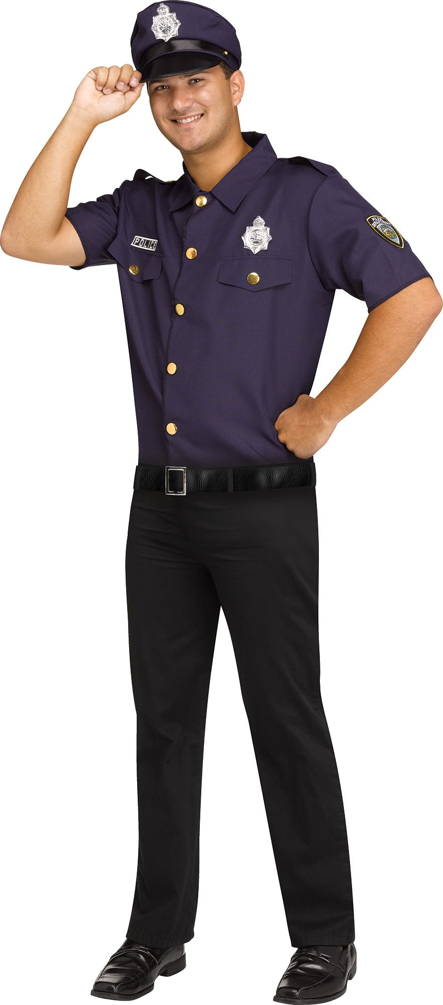 ADULT POLICE KIT SHIRT & HAT ONESIZE FITS