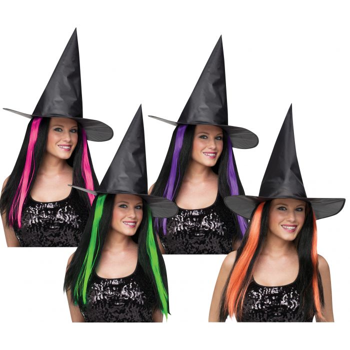 Taffeta Hat w/ hair in 4 colors