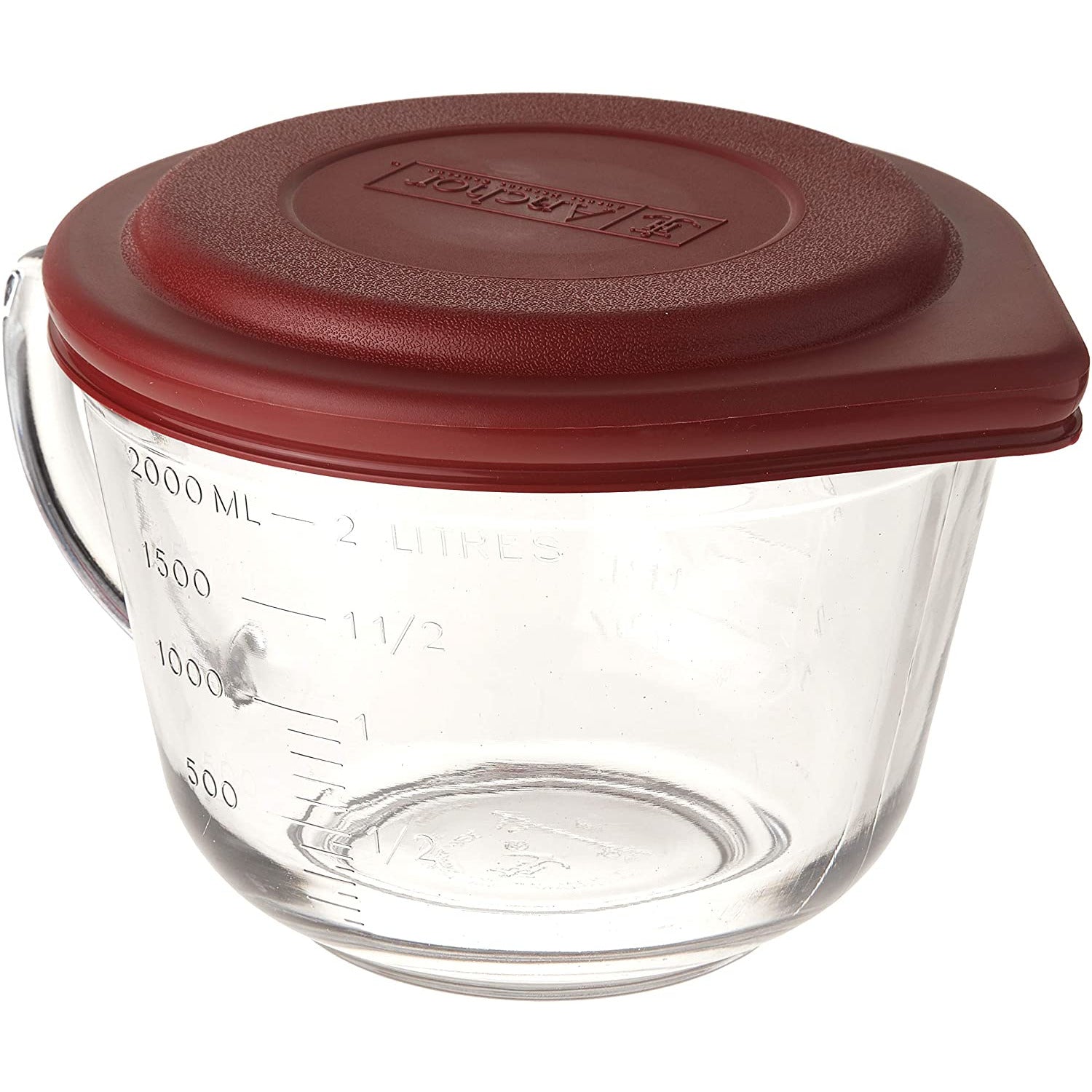 Batter Bowl 2qt W/plastic Lid Glass red