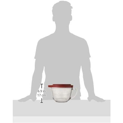 Batter Bowl 2qt W/plastic Lid Glass red