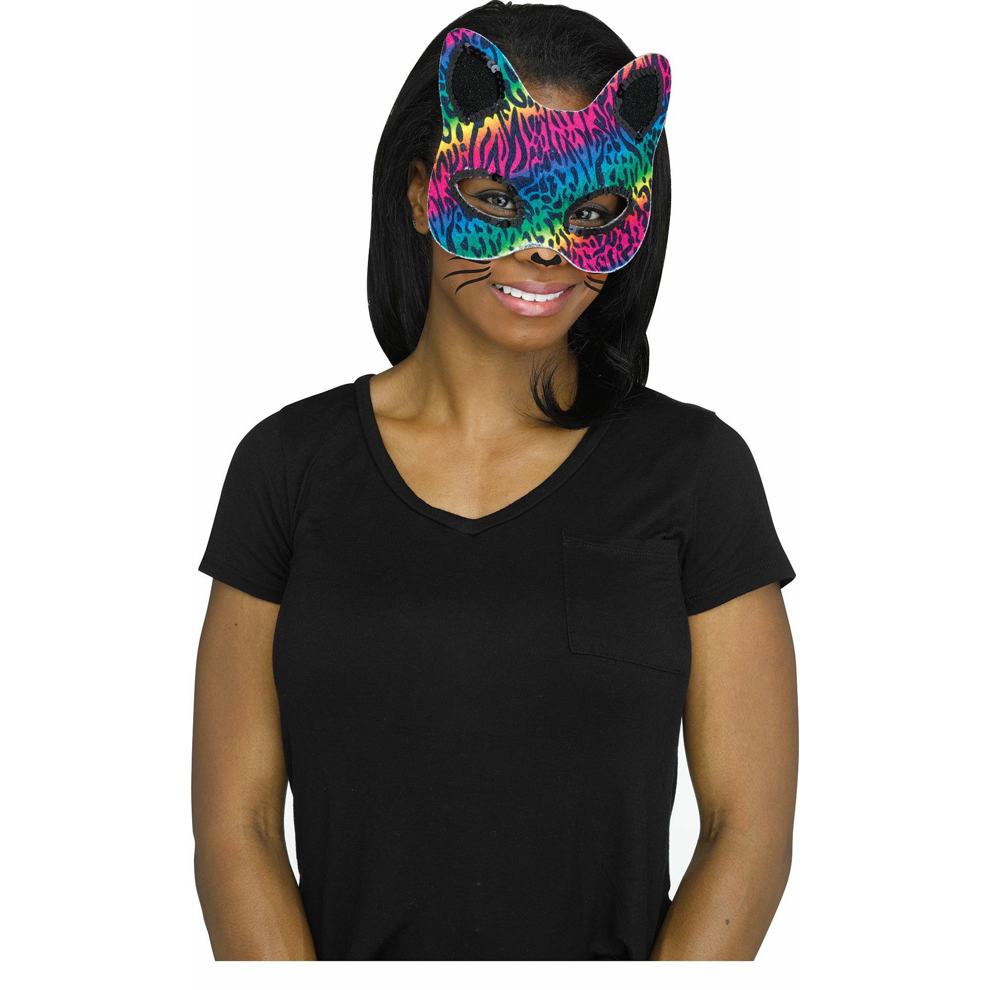 Rainbow wild cat mask w/ tattoo
