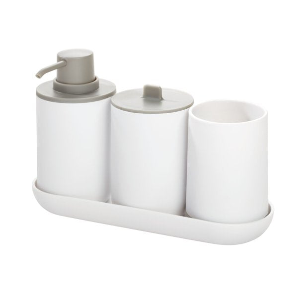 Cade Bath Accessories Set/4 White & Gray