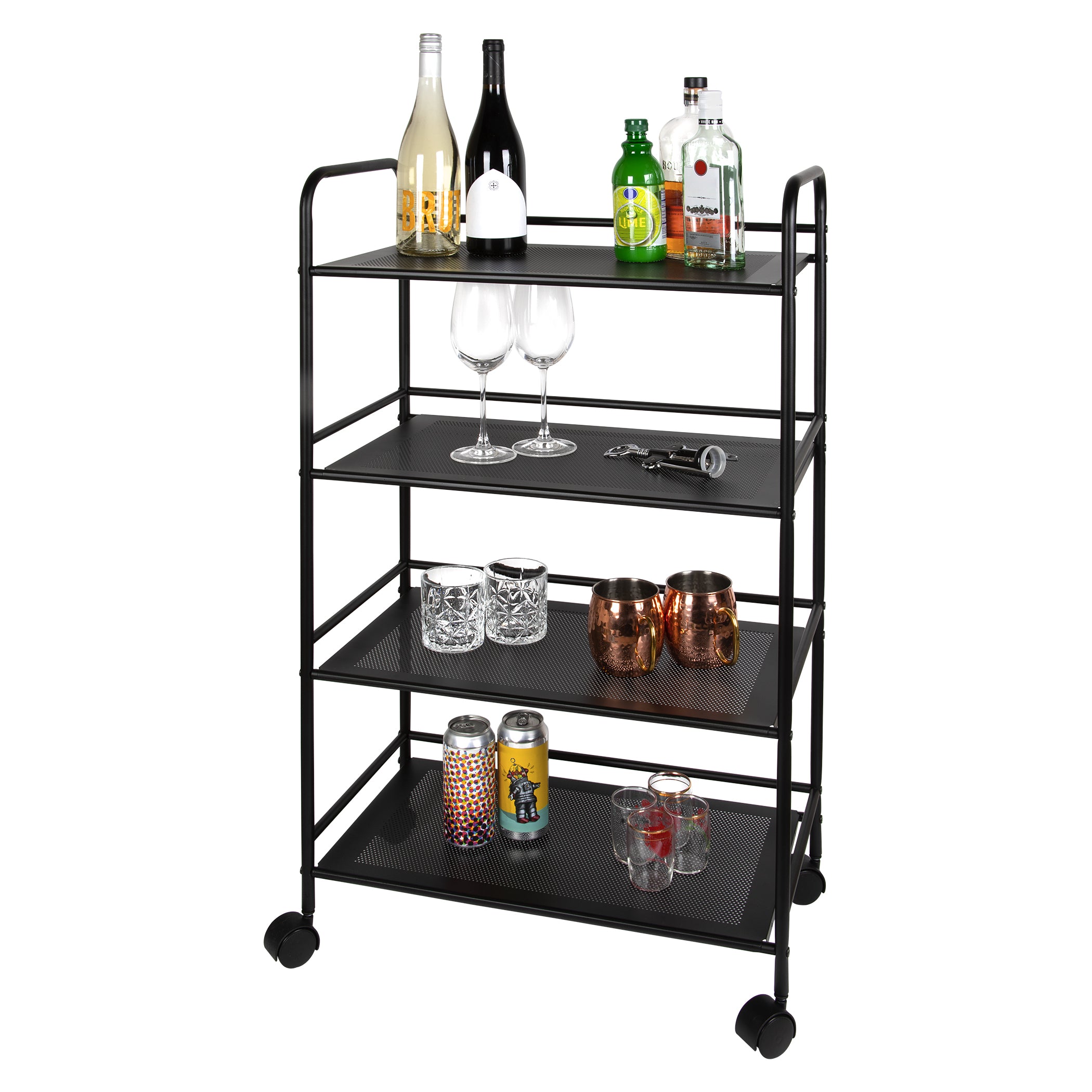 4 Tier Rolling Cart Black