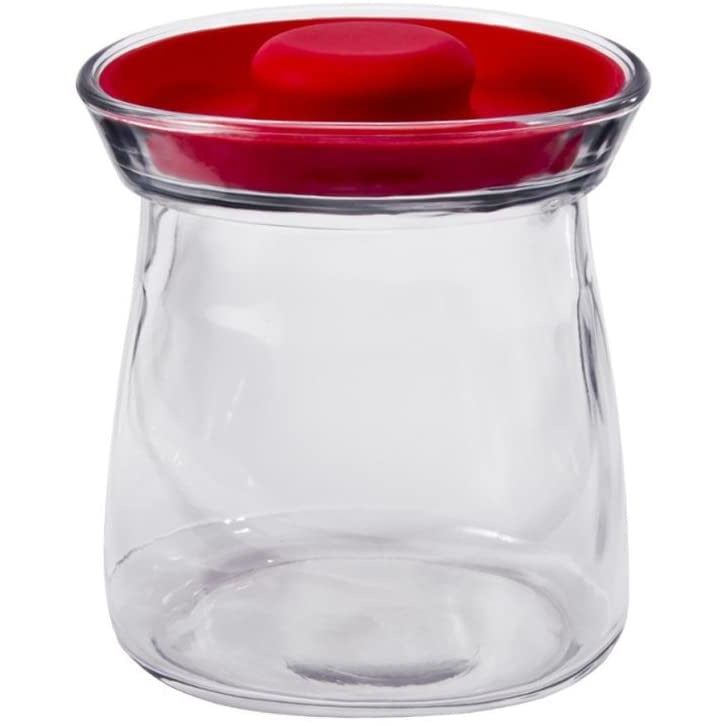 Glass Studio Jar w/ Red Silicone Lid 48oz