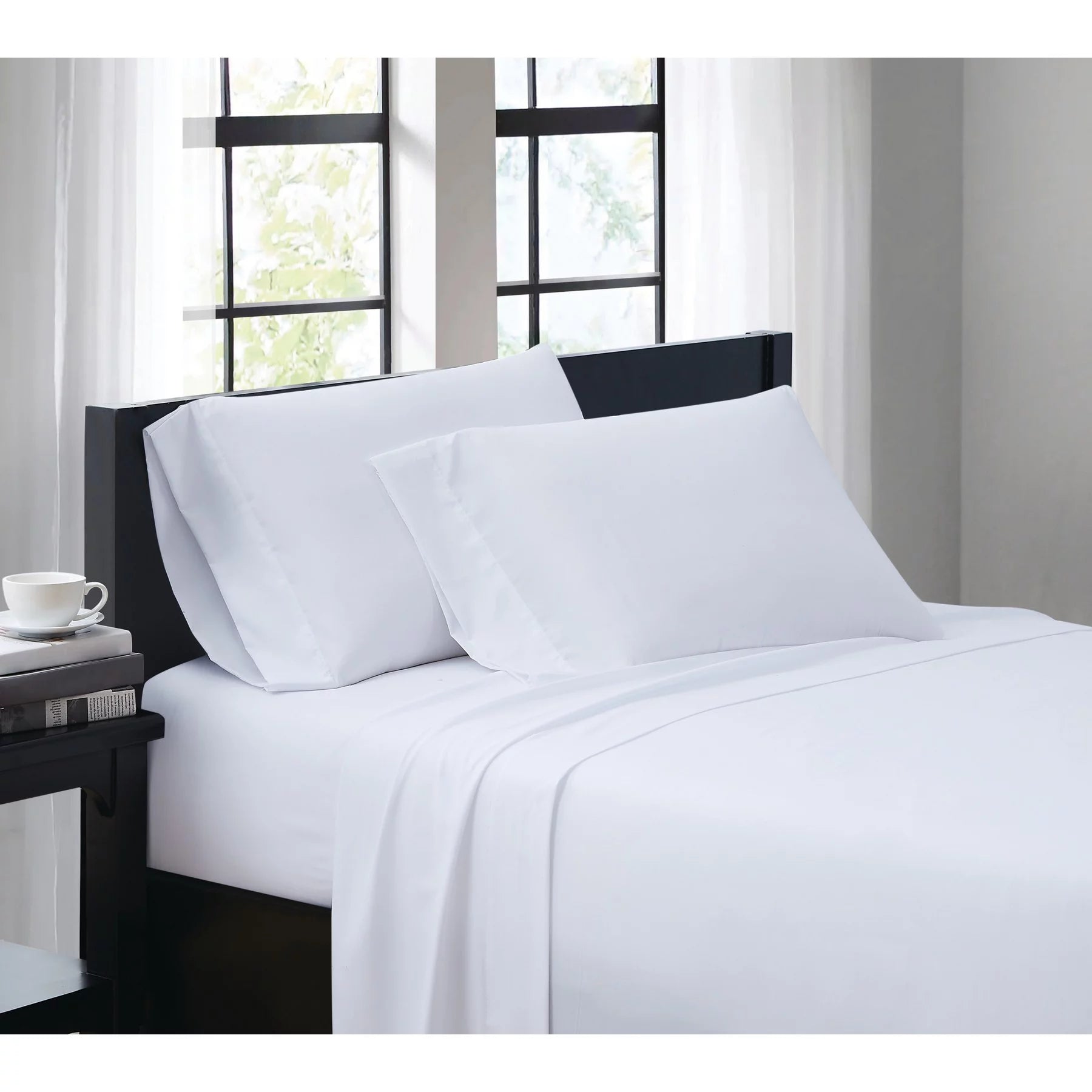 London Loft Leather Path 4PC Sheet White King