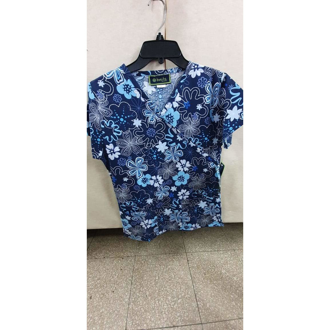 SCRUB AZUL MARINO CON DISEÑO DE FLORES