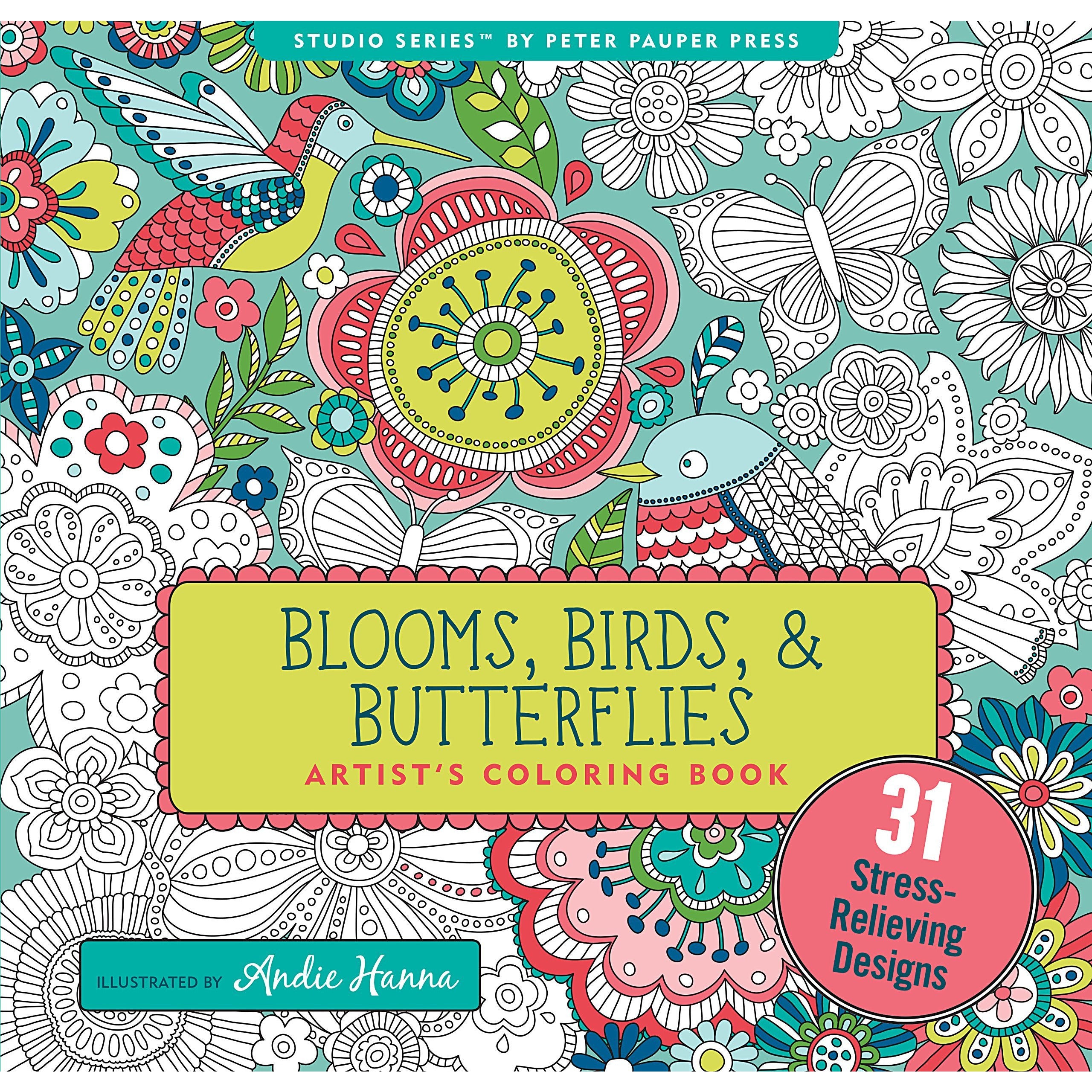 COLORING BOOK BLOOMS BIRDS & BUTTERFLIES