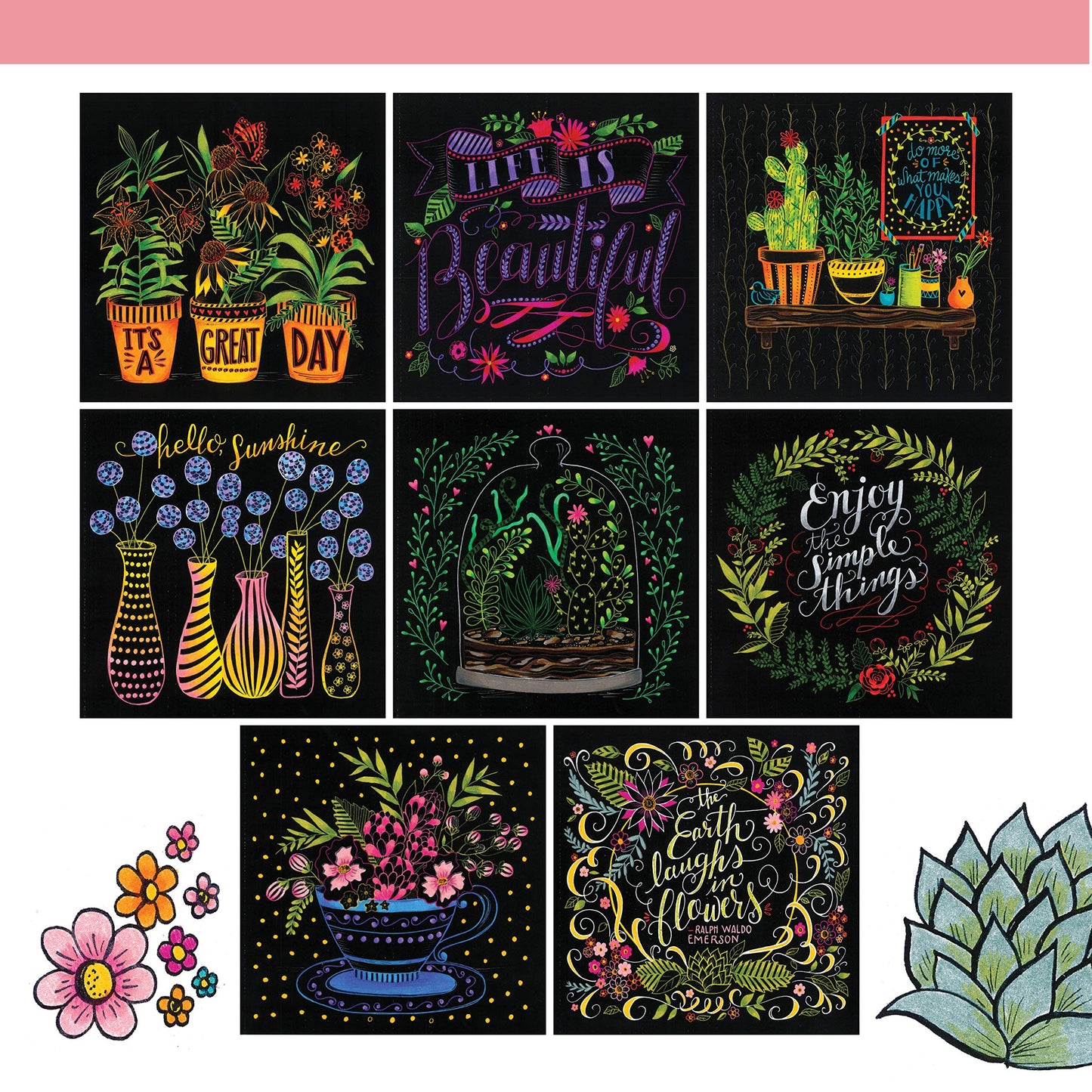 DELUXE COLORING BOOK CHALK STYLE BOTANICALS