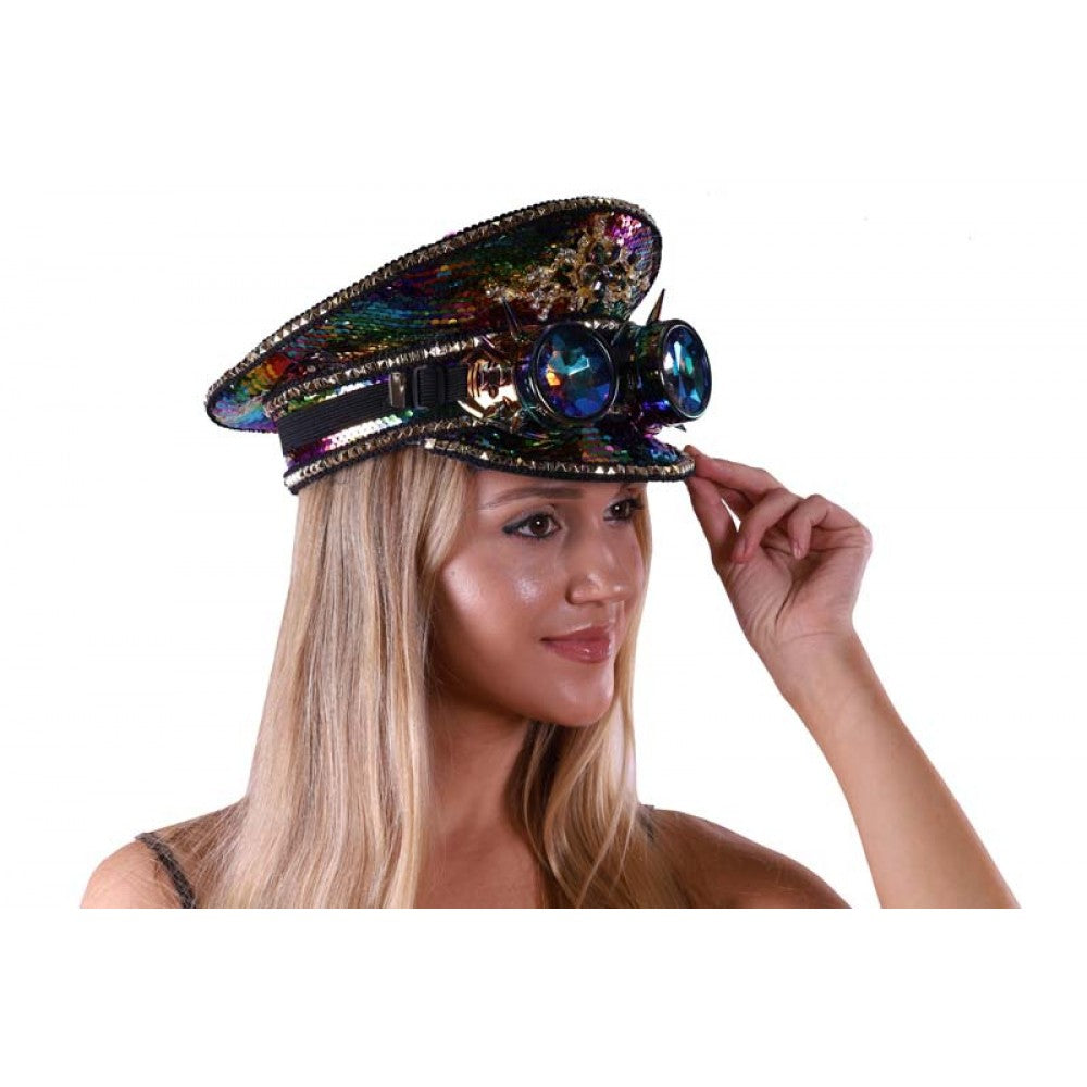 BURNING MAN RAINBOW SEQUIN HAT