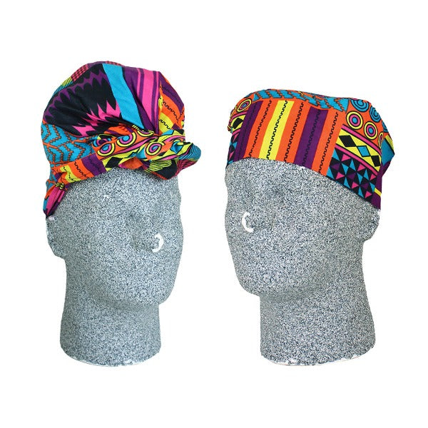 African Print Hat & Head Wrap Set - B