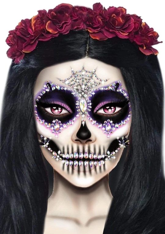 Calavera adhesive face jewels sticker