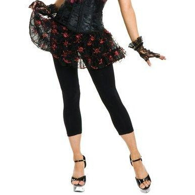 BLACK WITH RED SKULL LACE PETTISKIRT