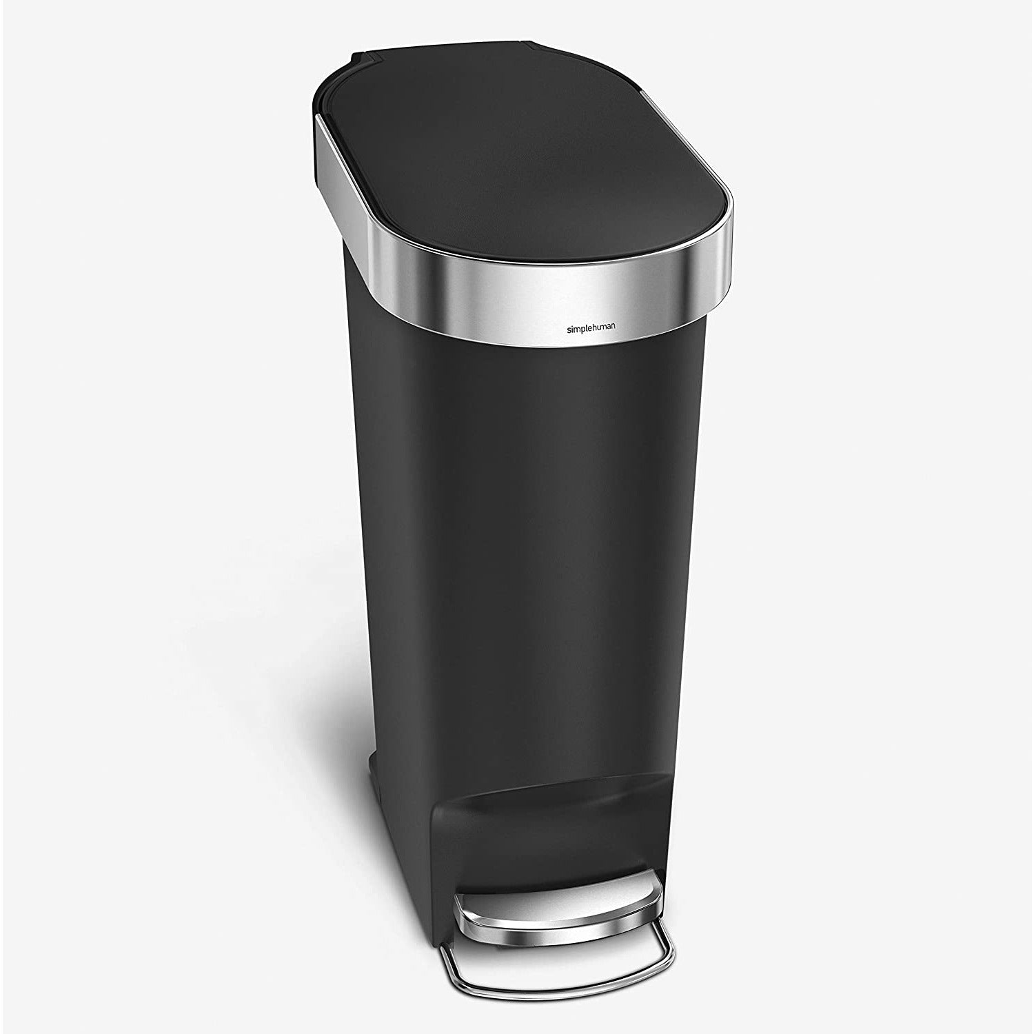 40L SLIM STEP CAN BLACK PLASTIC