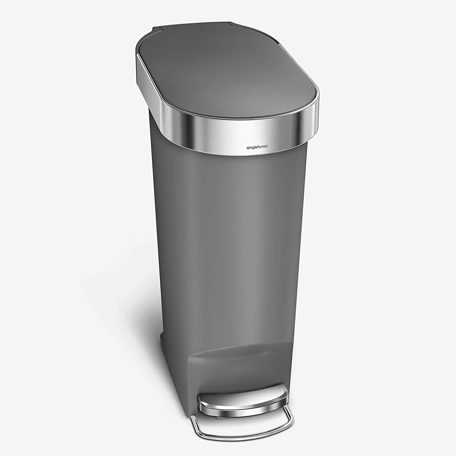 40L Slim Step Grey Plastic