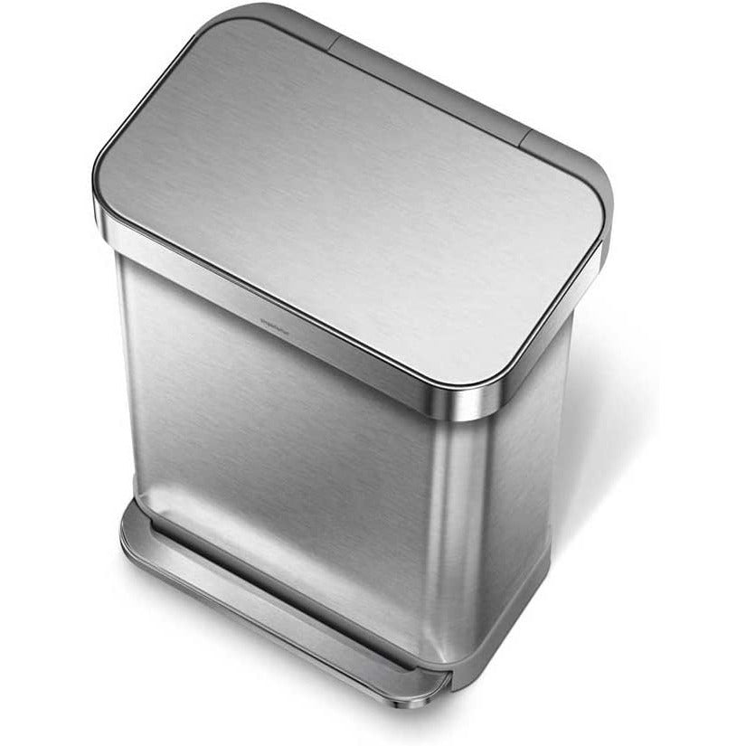 55L Rectangular Step Can with S/S Lid & Pocket Liner