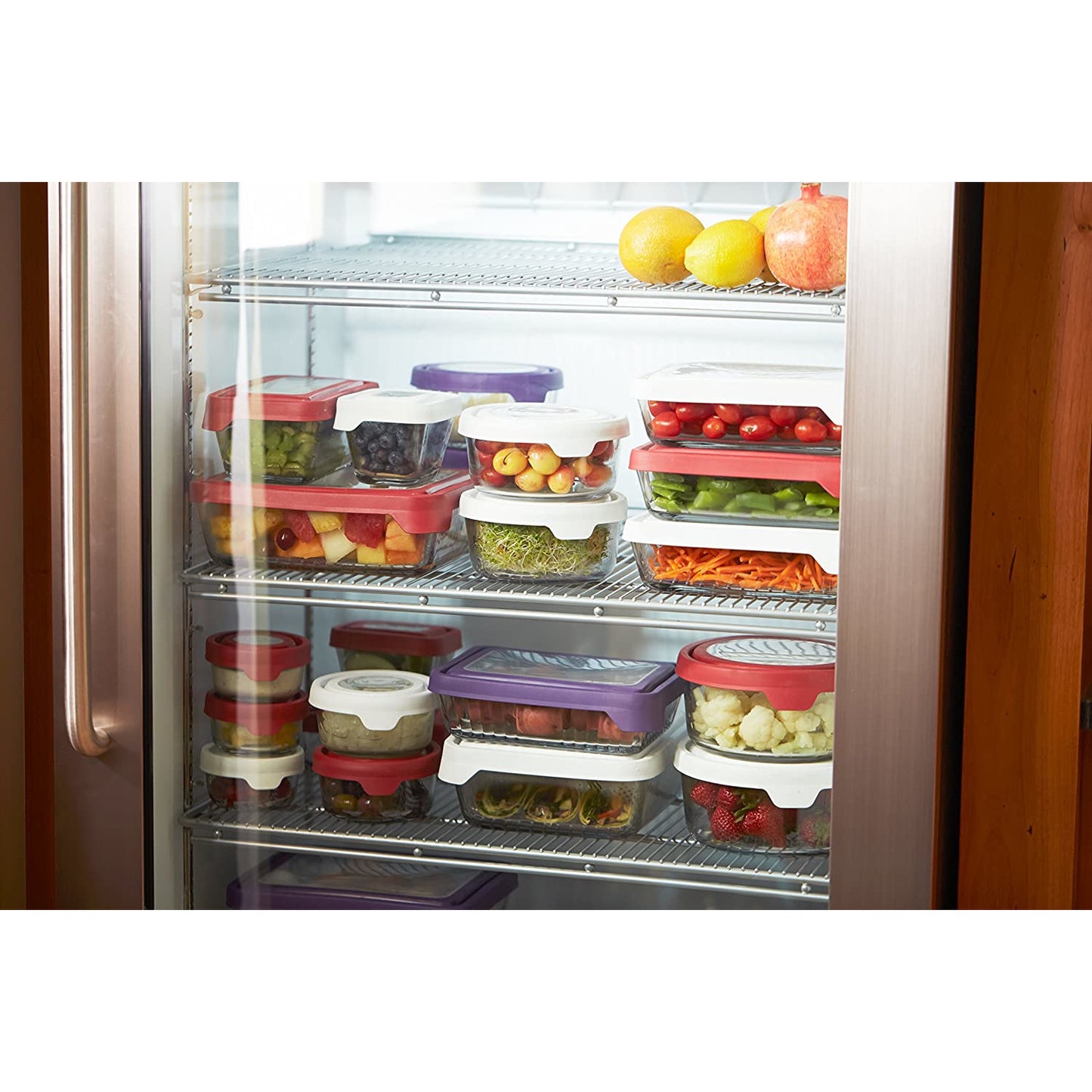 TrueSeal Glass Food Storage Containers with Airtight Lids Red 7 Cup