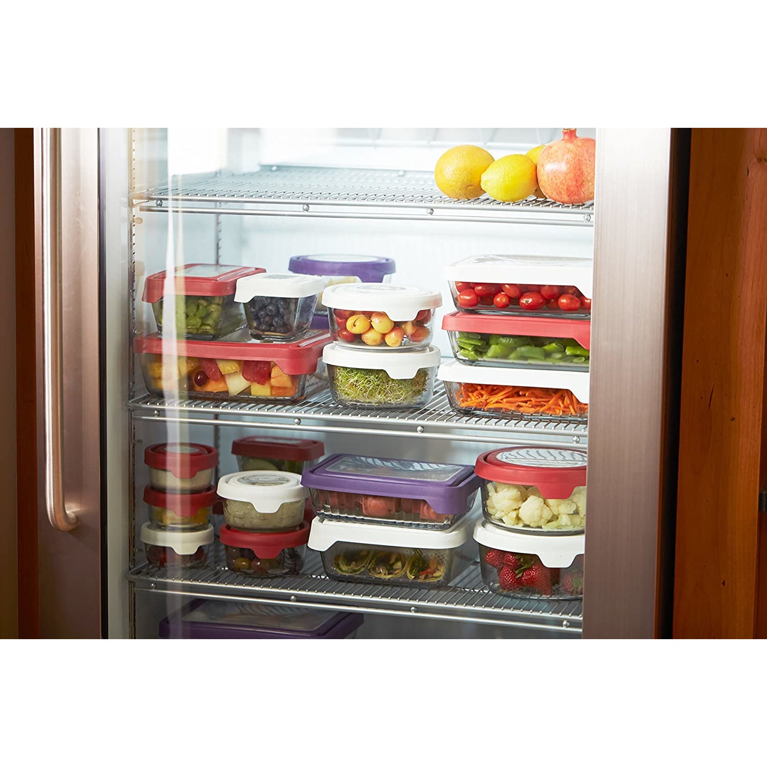 TrueSeal Glass Food Storage Containers with Airtight Lids Red 7 Cup