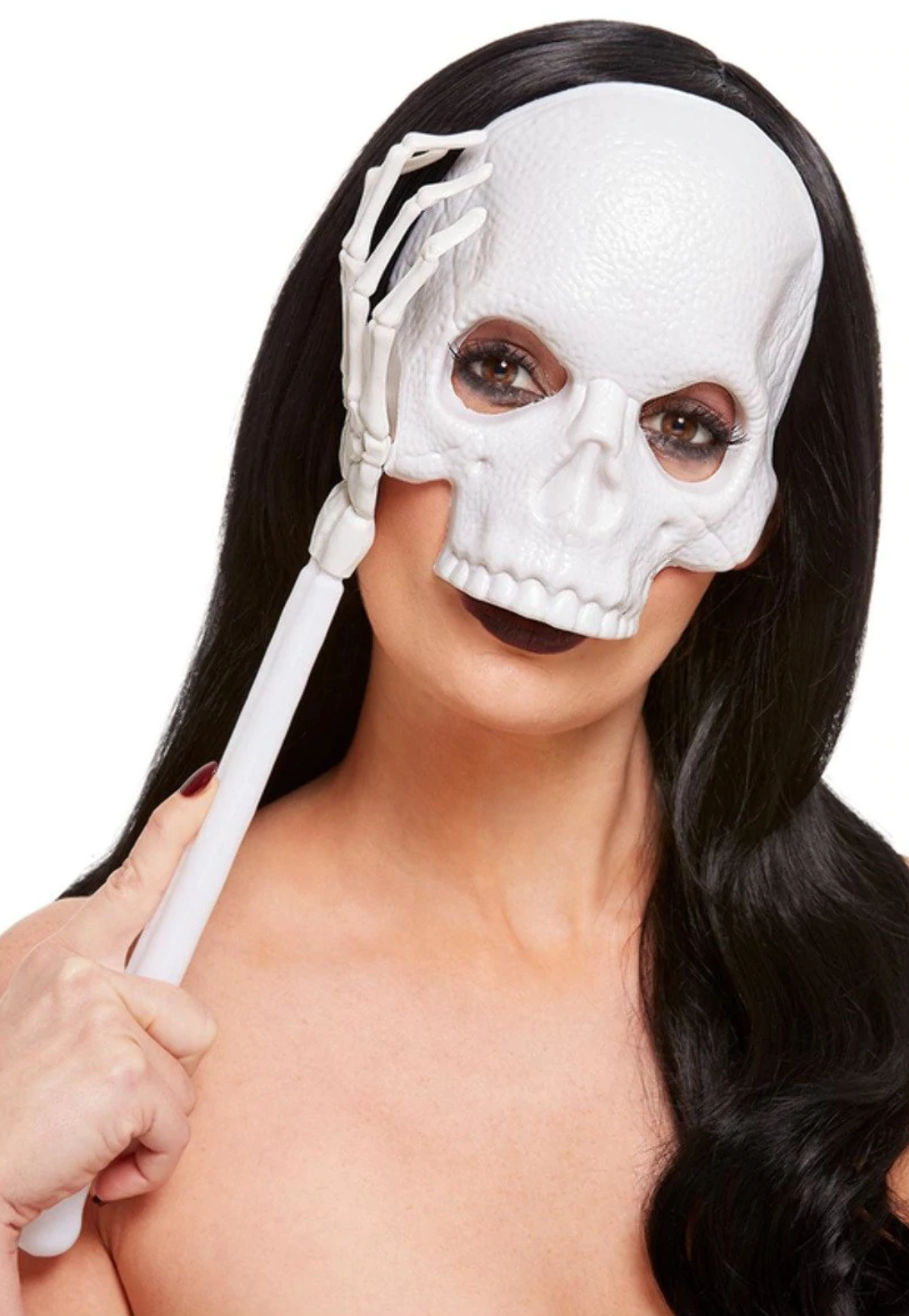 HANDHELD SKULL MASK WHITE