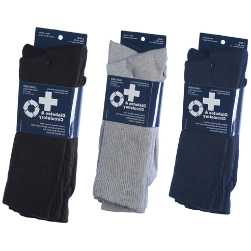Diabetes & circulatory 2 pair crew in 3 colors
