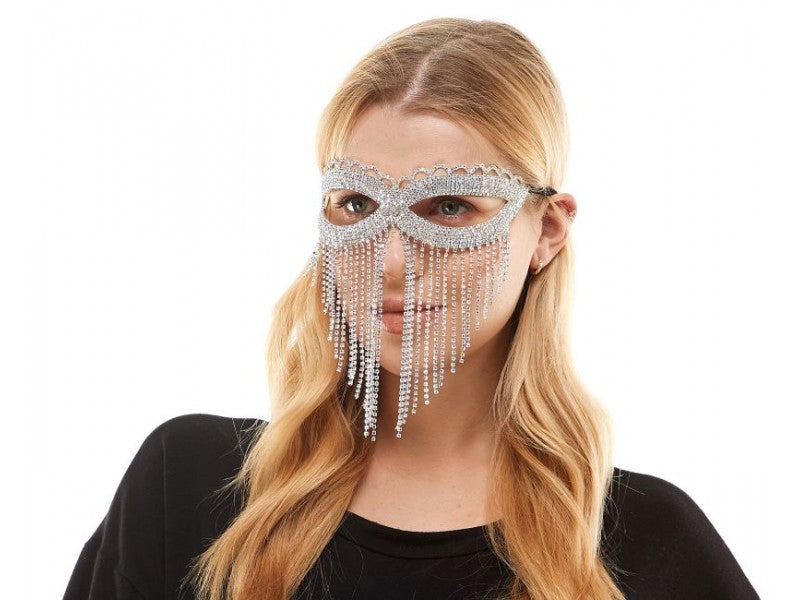 Rhinestone silver Mask