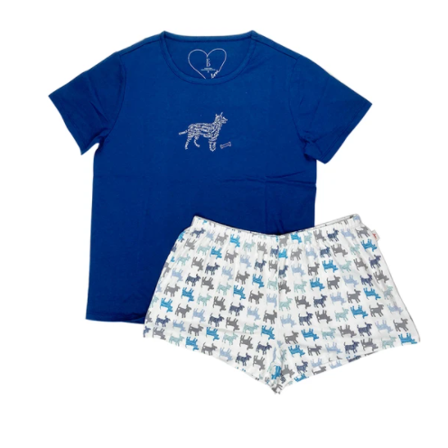 TALKING IN MY SLEEP TEE AND SHORT PJ SET NAVY