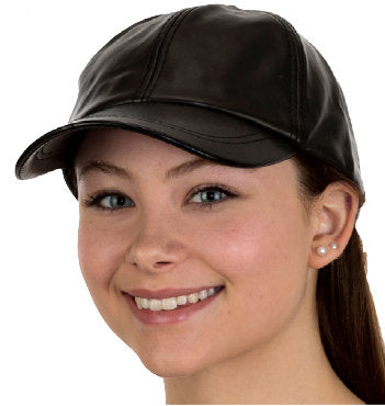 Faux Leather Cap Black