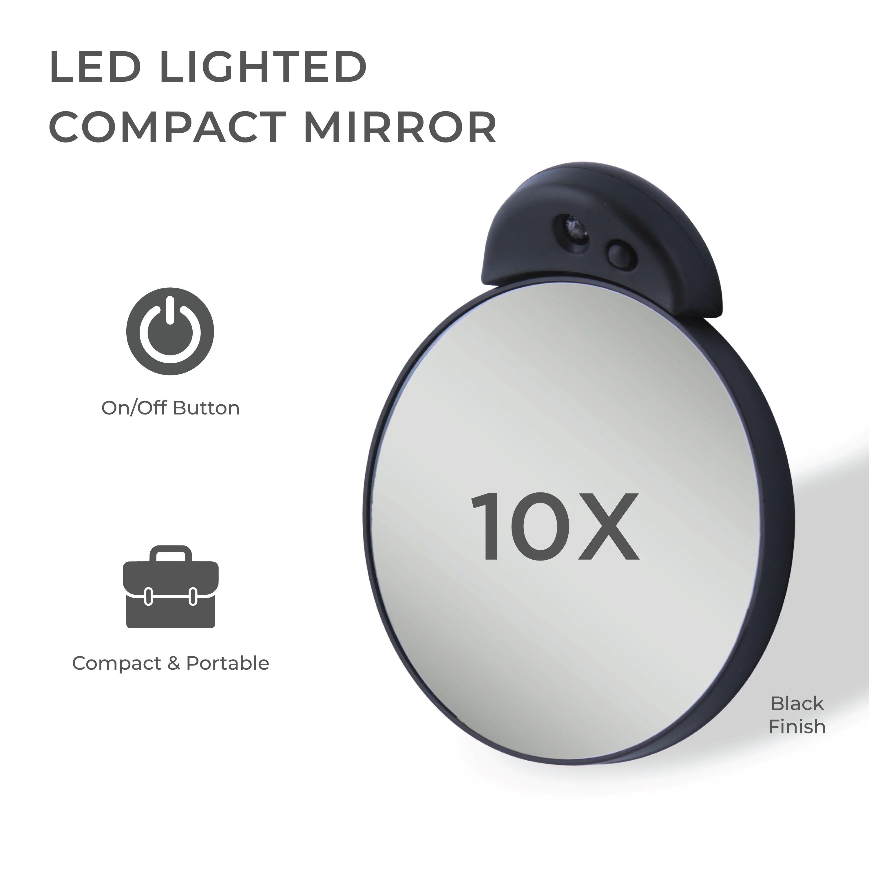 Lighted 10x Sport Mirror in Black